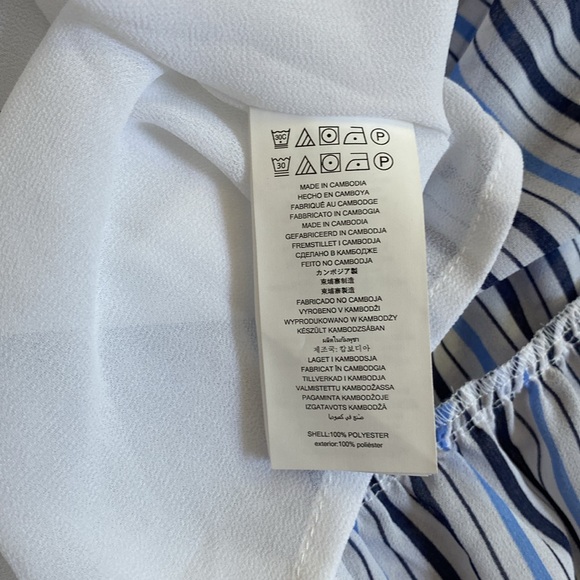 Michael Kors Blue and White Striped Faux Wrap Dress - Picture 6 of 6